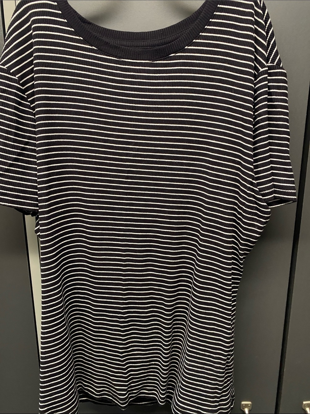 Nine West Black & White Striped Short Sleeve Tee